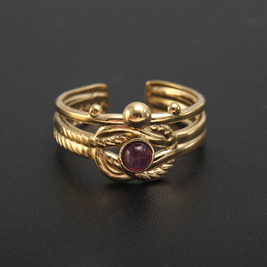 Ajustável Aço Inoxidável 18K Banhado A Ouro Gemas Naturais Pedra Oco Simples Anel Moda Mulheres Homens Jóias Atacado Pode Personalizado - Product Image 4