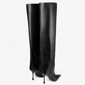 Women Custom Heeled Long Boots <b>High</b> <b>Heels</b> Pointy Toe <b>Sexy</b> Knee <b>High</b> Booties on Stiletto Dress Stiletto Shoes - Product Image 3