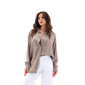 Camisa de satén con botones para mujer, estilo sencillo para uso diario, blusa de manga larga de ajuste holgado - Product Image 2