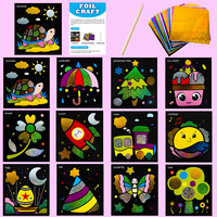 Feuille à la main bricolage dessin animé mignon magique transfert autocollants Kit d'art amusant pour enfants maternelle autocollants colorés peintures d'art magique