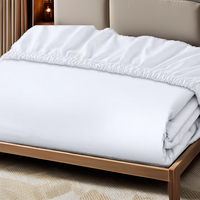 Sprei Fitted Ukuran Twin Putih dengan Kantong Dalam 200TC 100% Katun Percale Lembut dan Bernapas, Penutup Kasur Hotel Grosir Logo Kustom