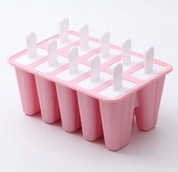 Moule à glace et à sucettes glacées en silicone réutilisable sans BPA, 10 cavités, pour l'été, formes géométriques, fabrication maison, compatible congélateur