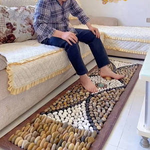 Tapis de massage des pieds en galets naturels, coussin de thérapie pour points d'acupression, couverture de massage des pieds à domicile - Product Image 1