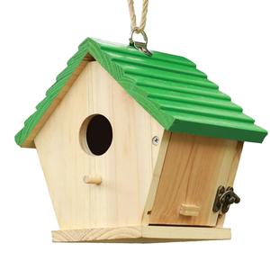 Nhà chim đa năng bằng gỗ nguyên khối kiểu hiện đại mộc mạc, dành cho chim xanh và chim hoàng yến, có thiết kế treo tùy chỉnh, cung cấp sỉ cho vườn. - Product Image 1