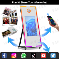 Miroir magique photo numérique 32/43 pouces avec écran tactile et anneau lumineux LED pour mariages, fêtes et événements