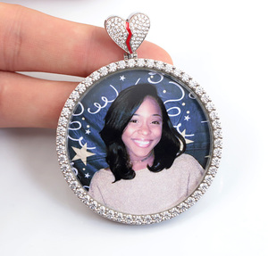 Pendentif <span class=keywords><strong>image</strong></span>/<span class=keywords><strong>image</strong></span> en argent 925 au design personnalisé avec feu gratuit Moissanite diamant pendentifs et breloques à la mode pour colliers - Product Image 3