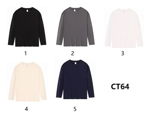 CT64 Đồng bằng màu đen 205gsm bông vải Thả Vai T-Shirts quá khổ TEE CREW NECK dài tay áo áo phông cotton t Áo sơ mi cho nam giới - Product Image 5