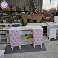 Ensembles de tables et de chaises pour ongles Mobilier de salon Table et chaise de manucure rose Station de bureau pour ongles