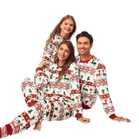Nouveauté : Ensemble de pyjamas de Noël pour la famille, imprimé rennes, sapins et flocons de neige, manches longues, vêtements de nuit de qualité supérieure