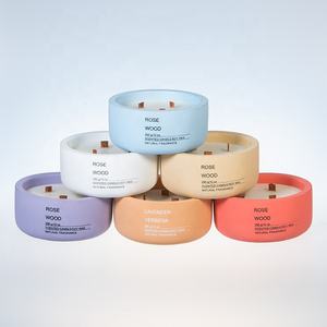 Vente en gros, usine directement rond vide <span class=keywords><strong>ciment</strong></span> rose 3 mèches pot de bougie en céramique béton - Product Image 5