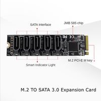 M.2 NVMe PCI-E X4 X8 X16 à pour SATA 5 Port Adaptateur Carte Riser Compatible avec pour SATA III 6 GB/S en Stock