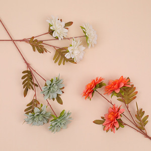 Artificial Three-Head Dahlia Wedding Arrangement Soft <b>Decoration</b> European Vintage Silk Flower Home <b>Decoration</b> Floral Art - Product Image 3