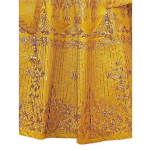 ชุดเดรสผ้าไหมสีเหลืองสวยงามชุดเดรส lehenga choli ขนาด dupatta XS ประดับด้วยเลื่อม - Product Image 1