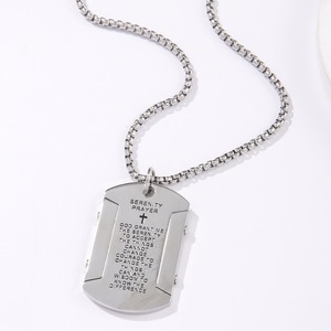 Ожерелье-подвеска унисекс YUNLAN из нержавеющей стали с позолотой 18K, винтажное, с гравировкой «Молитва о спокойствии», на бамбуковой цепочке - Product Image 2