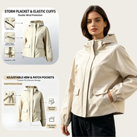 Veste à capuche légère 100 % polyester pour femme, fermeture éclair intégrale, poignets élastiques confortables, vêtement d'extérieur décontracté quotidien, logo personnalisé – Meilleures ventes