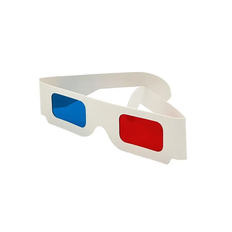 Оптовая продажа картонные 3D игровые очки с печатью красный синий бумажный очки для DVD TV