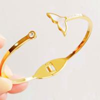 Bijoux de mode, bracelet en acier inoxydable 316L plaqué or 18K PVD, queue de sirène, bracelet manchette queue de baleine en nacre pour femmes