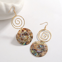Bijoux fantaisie en alliage plaqué or 18 carats hawaii samoa nature coquille d'ormeau goutte automne 2023 boucles d'oreilles vente en gros