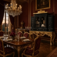 Château Noir &amp;   Buffets de style Grand Vitrine en or |   Cave à vin en verre de style rococo français de luxe - EKAR