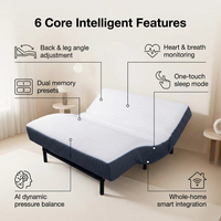 Matelas intelligent en soie glacée respirante certifié Oeko-Tex avec moteur Okin et adaptation du sommeil par IA, sommeil profond sans bruit pour toute la famille