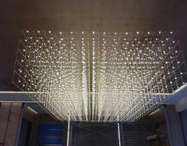 unusual modern big LED square star chandelier for hotel lobby ceiling light