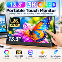 Monitor Kedua Layar Sentuh OLED 3K 13,3 Inci 2880x1800 100% SRGB Ultra Tipis untuk Pekerjaan Digital Nomad