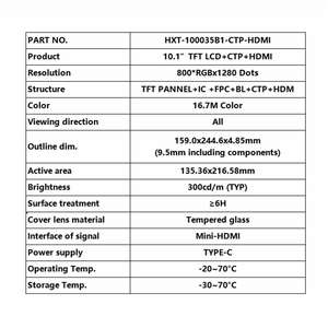 10,1-дюймовый TFT LCD-монитор, 800RGB1280, с проекционно-емкостным сенсорным экраном, встроенным интерфейсом Mini HDMI, готов к интеграции - Product Image 3