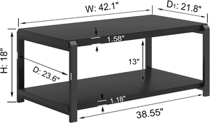 <span class=keywords><strong>Table</strong></span> basse rustique moderne noire <span class=keywords><strong>de</strong></span> 42,1 pouces, <span class=keywords><strong>table</strong></span> à cocktail rectangulaire industrielle avec étagère <span class=keywords><strong>de</strong></span> rangement - Product Image 2