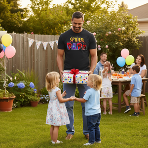 T-shirt Spider Papa nera da uomo, abbigliamento casual, regalo per la festa del papà - Product Image 3