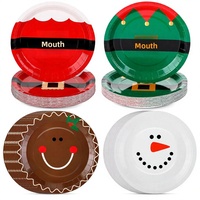 Assiettes en papier de Noël imprimées en sérigraphie 4 couleurs Xuece, lot de 100 pièces, 9 pouces, vaisselle jetable pour fêtes de fin d'année