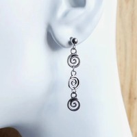 Boucles d'oreilles pendantes spirales vintage couleur argent pour femme, bijoux fantaisie en métal, longues, rondes, géométriques, avec pompons
