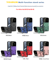 Étui de téléphone Africa Transsion pour Tecno Spark 20 10 Pro 20C 10C Pop 8 7Pro, coque magnétique en TPU+PC avec béquille métallique réglable