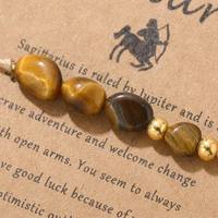 Bracelet en perles de pierres précieuses naturelles des 12 signes du zodiaque, fait main, réglable, en corde tressée, pour homme et femme, bijou en cristal, cadeau horoscope