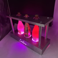 Support de bouteille LED rechargeable pour 3 bouteilles, support de bouteille de vin en métal lumineux pour boîte de nuit, bar, fête, KTV