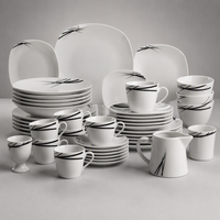 Service de table en porcelaine écologique de 62 pièces pour 6 personnes, compatible micro-ondes et lave-vaisselle