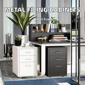 Modern Small Office Chinese Steel <b>Filing</b> <b>Cabinets</b> & Bedside -Tables with 3 Drawers and Lock <b>for</b> Commercial Use on <b>Sale</b> - Product Image 2