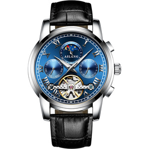 Hot <span class=keywords><strong>Ailang</strong></span> tự động sáu kim Chronograph xem với Mặt Trăng giai đoạn màu xanh rỗng bánh răng Tourbillon xem cơ khí người đàn ông Bộ sưu tập - Product Image 5