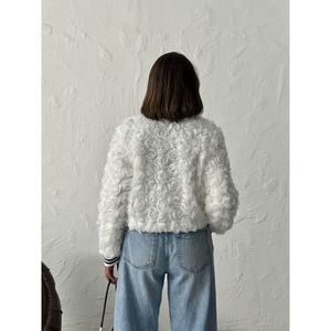 Manteau d'hiver Topshow réversible à motif rose, vestes zippées taille XL, tissu en polyester cristallin long et amovible - Product Image 2