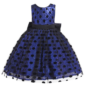 Childrens Dress O-Neck A-Line Sequined Tulle Skirt Flower Girl Costume Lake Blue Pink Sky Blue Champagne Fuchsia - Product Image 5