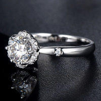 Anillo de compromiso de moissanita al por mayor, joyería de Alibaba, plata VVS 1CT, gemas geométricas, engaste chapado en platino 925, R.GEM.