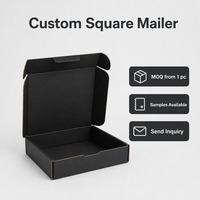 Boîte d'expédition pliable A5 carrée noire personnalisée, peu profonde, imperméable, avec intérieur en éponge, à rabat supérieur, vente en gros, directement de l'usine, approvisionnement en vrac