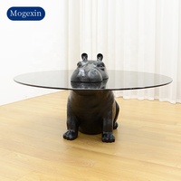 Table basse ronde moderne en verre de luxe avec la conception d'hippopotame de bande dessinée animale pour des meubles de salon