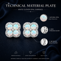 Einzigartige Kleeblatt-Moissanit Synthetische Opal-Ohrstecker 925 Sterling Silber Hypoallergener Edel-Schmuck Geschenk für Sie Tägliches Tragen
