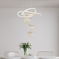 Luminaire suspendu au plafond, réglable en hauteur, en gel de silice, rond, LED, avec télécommande, pour salle à manger