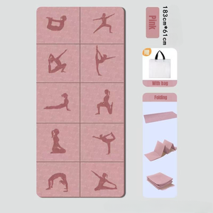 Vente en gros de <span class=keywords><strong>tapis</strong></span> de <span class=keywords><strong>yoga</strong></span> en TPE écologique, design pliable et portable pratique avec étui de transport de 6mm d'épaisseur - Product Image 2