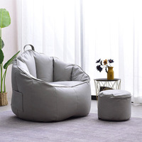 Fauteuil pouf en cuir souple rembourré de mousse, rose, pour chambre à coucher, canapé paresseux individuel pour salon avec repose-pieds, vente en gros