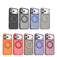 Étui de téléphone magnétique pour iPhone 15 16 17 18 Pro Max, 360 °   Support rotatif en métal, protection d'objectif d'appareil photo, housse antichoc