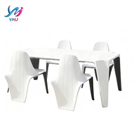 Ensemble de table et chaises de salle à manger 6 pièces en fibre de verre blanche, convertible, durable, avec dossier croisé, style moderne et luxueux, pour maison, hôtel, villa