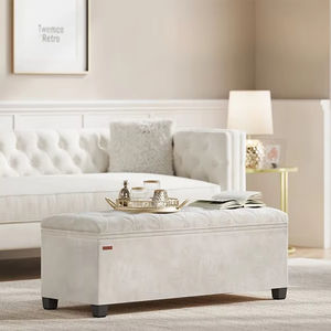 Banc <span class=keywords><strong>de</strong></span> rangement en tissu velours moderne, repose-pieds avec pieds, banc <span class=keywords><strong>de</strong></span> bout <span class=keywords><strong>de</strong></span> <span class=keywords><strong>lit</strong></span> et <span class=keywords><strong>coffre</strong></span> pour salon, chambre à coucher, entrée - Product Image 1