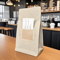 Logo personnalisé Fente pour carte Fond carré 8 Sacs d'emballage étanches à l'humidité pour grains de café avec valve scellés sur le côté